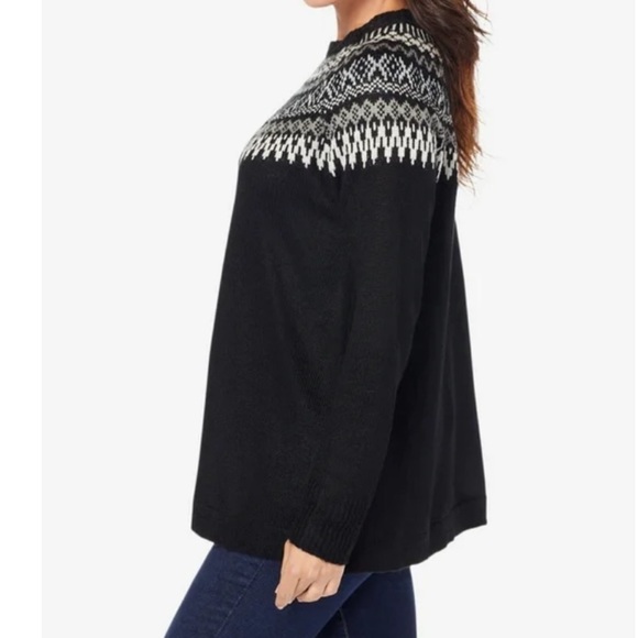 Roaman’s Fair Isle Pullover Sweater black long sleeves Sz 18/20 - Picture 8 of 12